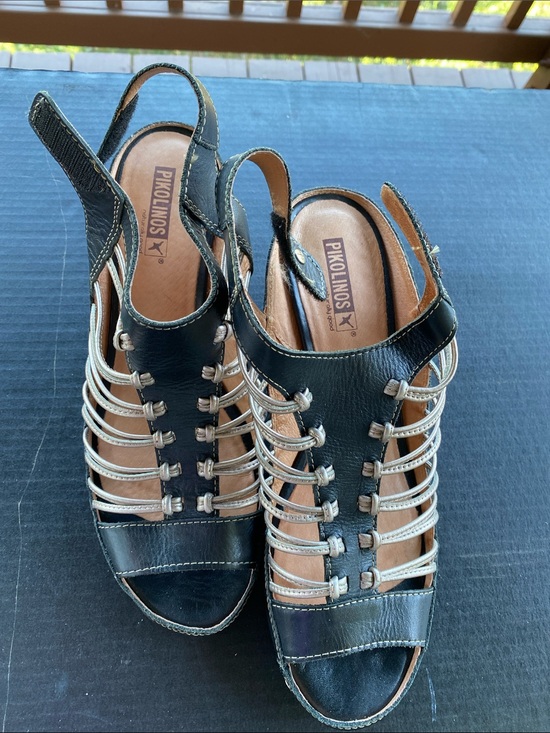 PIKOLINOS Shoes - PIKOLINOS Black Leather Strappy Slingback Sandals